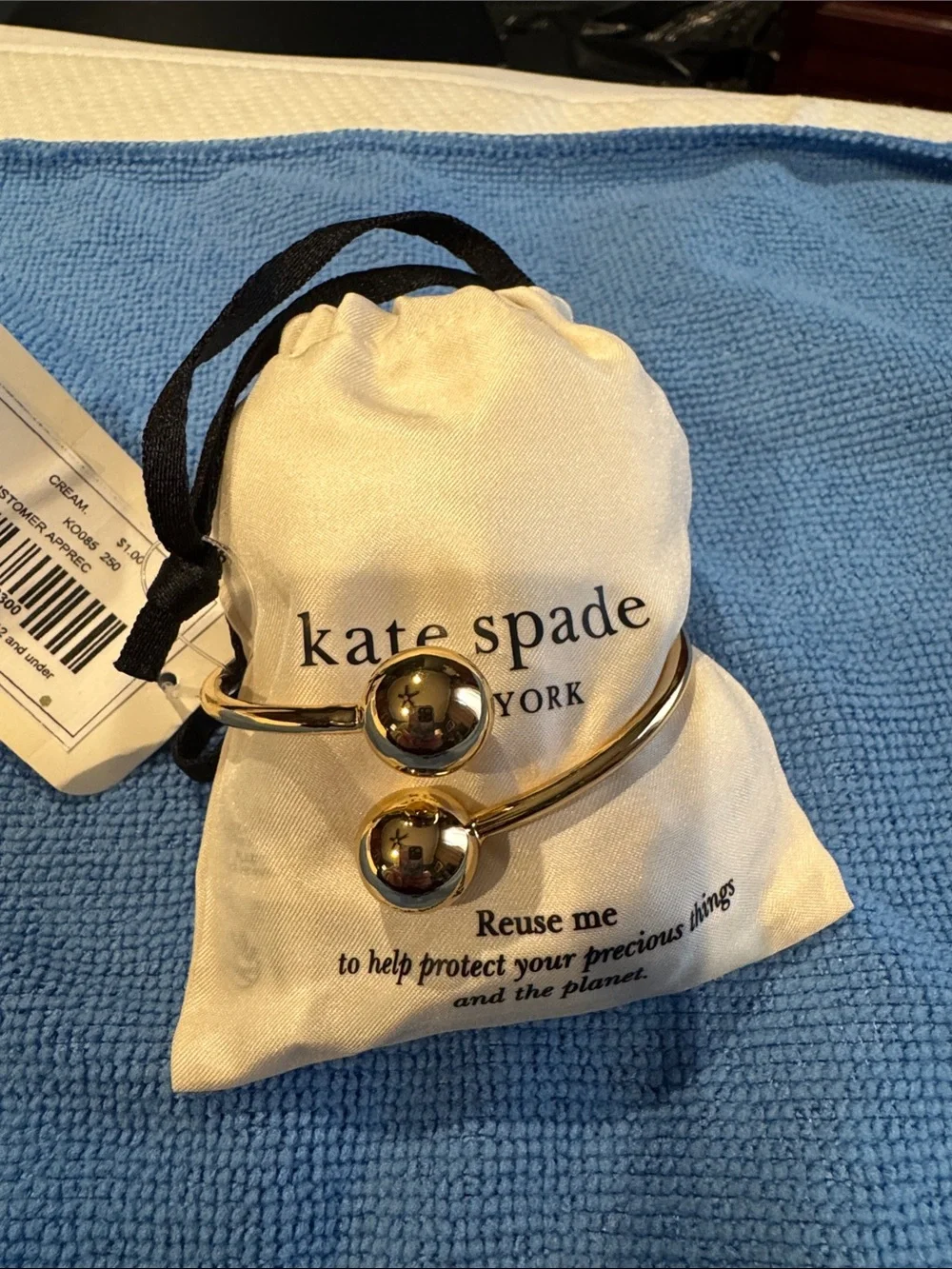kate spade gold double-ball open cuff bracelet - Picture 4 of 4